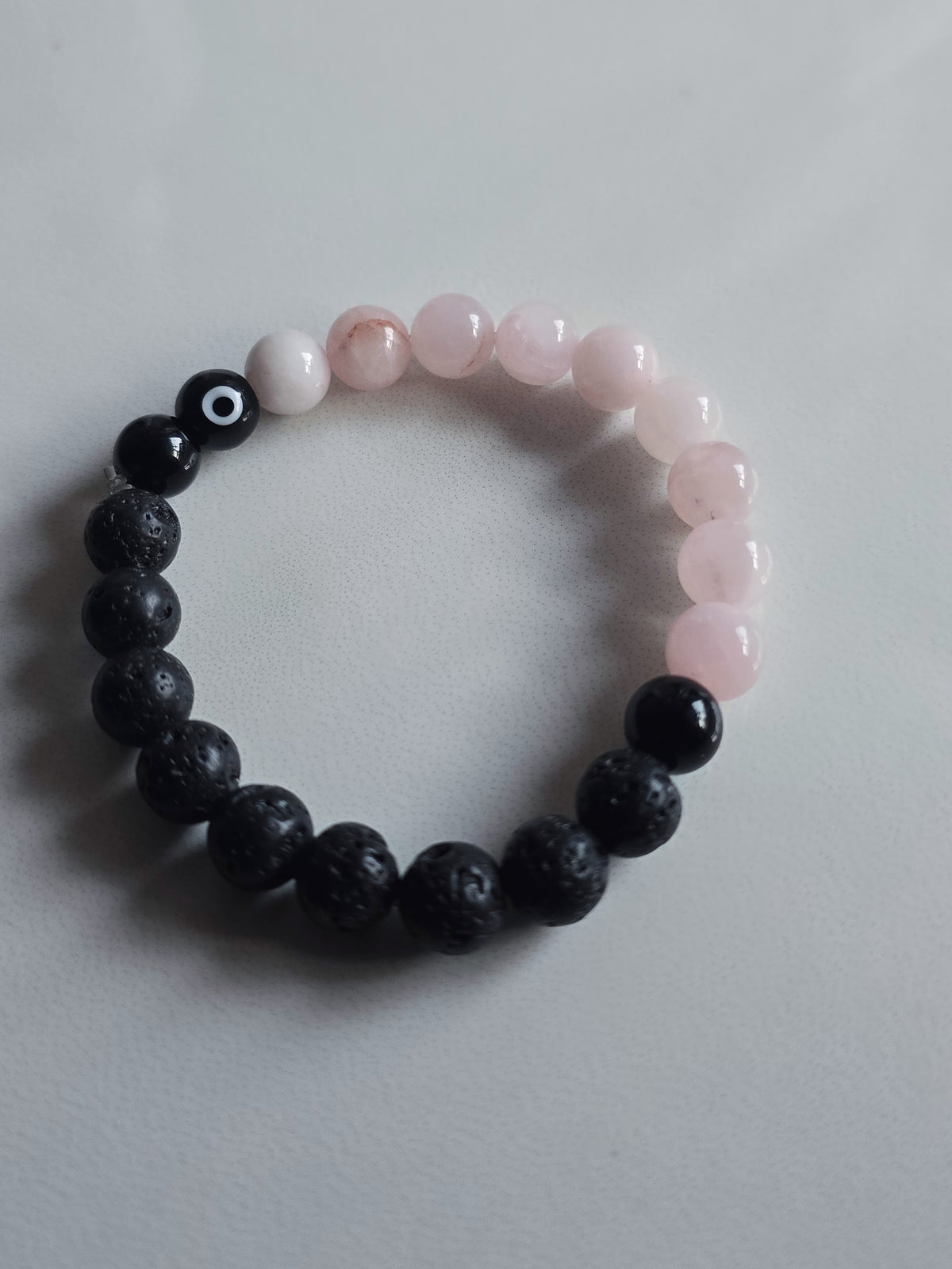 Rose Quartz and Lava Stone Stretch Bracelet